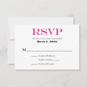 Cartes RSVP pour mariage simple rose chaud