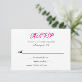 Cartes RSVP pour mariage simple rose chaud (Debout devant)