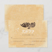 Cartes RSVP pour mariage sur le sable et les coqui (Devant / Derrière)