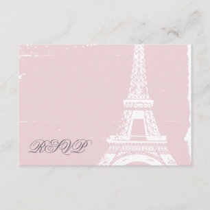 Cartes RSVP pour mariage Tour Eiffel rose
