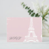 Cartes RSVP pour mariage Tour Eiffel rose (Debout devant)