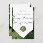 Cartes RSVP pour mariage vert Feuille de palme tro (Devant / Derrière)
