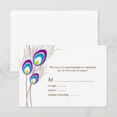 Cartes RSVP pourpres Peacock (Devant / Derrière)