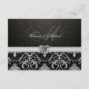 Cartes RSVP Premium en argent métallique Damask