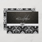 Cartes RSVP Premium en argent métallique Damask (Devant / Derrière)