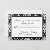 Cartes RSVP Premium en argent métallique Damask (Dos)