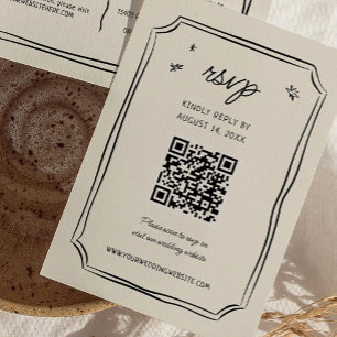 Cartes RSVP QR Quirky Mariage Tirées à la main