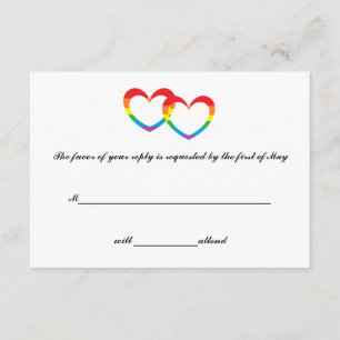 Cartes RSVP "Rainbow Double Hearts"