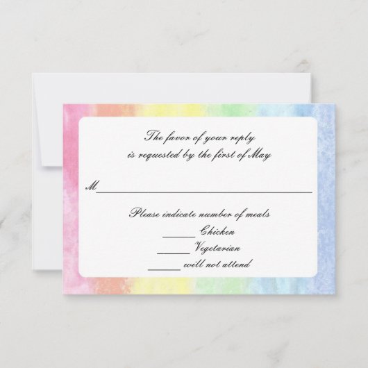 Cartes RSVP "Rainbow Watercolor" (Devant)