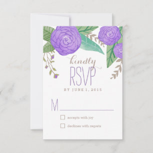 Cartes RSVP/réponse Mariage de fleurs peintes