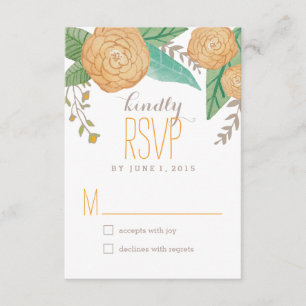 Cartes RSVP/réponse Mariage de fleurs peintes