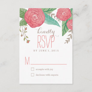 Cartes RSVP/réponse Mariage de fleurs peintes