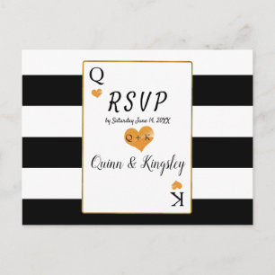 Cartes RSVP Roi & Reine Rayures Noires & Blanches
