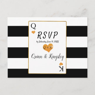 Cartes RSVP Roi & Reine Rayures Noires & Blanches