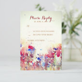 Cartes RSVP romantiques de mariage aquarelle (Debout devant)