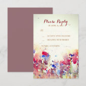 Cartes RSVP romantiques de mariage aquarelle (Devant / Derrière)