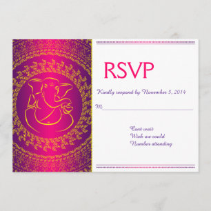 Cartes RSVP Rose Élégant Ganesh   Dieu Indien