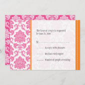 Cartes RSVP rose et orange Damas (Devant / Derrière)