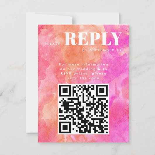 Cartes RSVP rose et orange pour code QR Mariage (Devant)