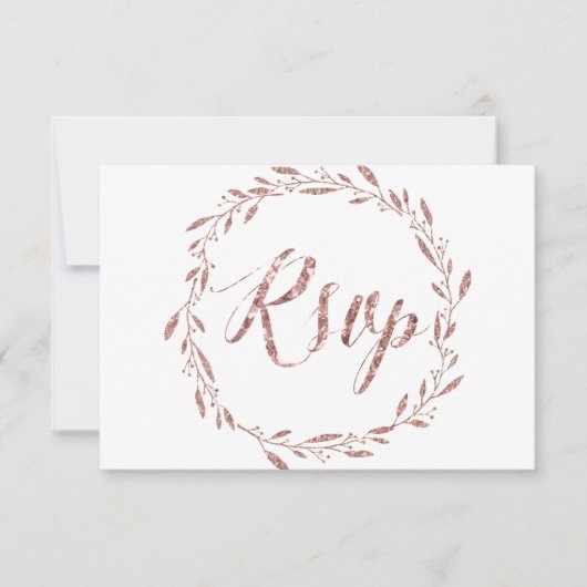 Cartes RSVP rose Gold Foil Pour Wreath Mariage (Devant)