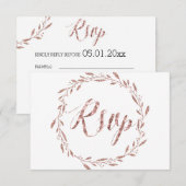 Cartes RSVP rose Gold Foil Pour Wreath Mariage (Devant / Derrière)