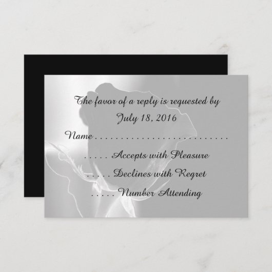 Cartes RSVP rose Noire (Devant / Derrière)