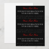 Cartes RSVP Rose Rouge, Noire, Blanche (Devant / Derrière)