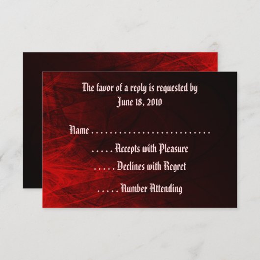 Cartes RSVP Roses gothiques (Devant / Derrière)