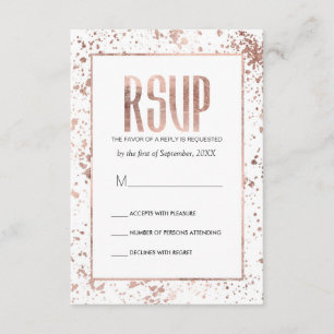 Cartes RSVP roses pour peinture or