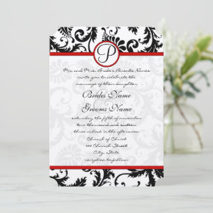 Cartes RSVP Rouge Noir Blanc Damas