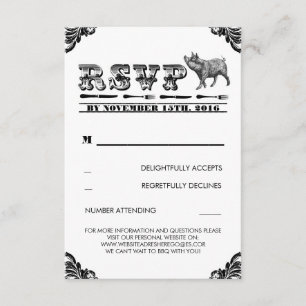 CARTES RSVP RSVP RÔLE BBQ PIG