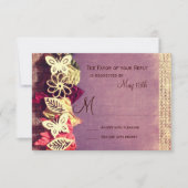 Cartes RSVP Russes Feuille violet Mariage de autom (Devant)