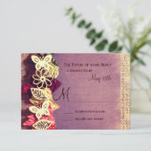 Cartes RSVP Russes Feuille violet Mariage de autom (Debout devant)