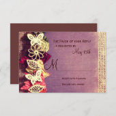 Cartes RSVP Russes Feuille violet Mariage de autom (Devant / Derrière)