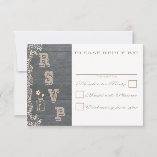 Cartes RSVP Rustic Mason Jar Wedding Wedding (Devant)