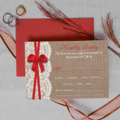 Cartes RSVP Rustic Red Bow Mariage Collection