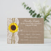 Cartes RSVP Rustic Sunflower Collection Mariage (Debout devant)