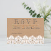 Cartes RSVP Rustique Blanche Dentelle & Mariage Kr (Debout devant)
