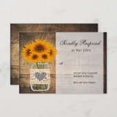 Cartes RSVP Rustique Mason Jar Sunflower (Devant / Derrière)
