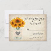 Cartes RSVP Rustique Mason Jar Sunflower (Devant)