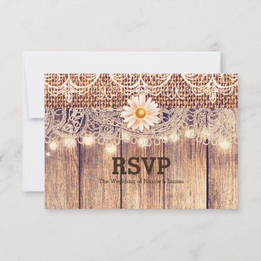 Cartes RSVP Rustique Mason Jars Daisies et dentell (Devant)