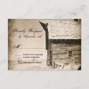 Cartes RSVP Rustique Vieux Mariage campagnard