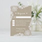 Cartes RSVP Rustiques Burlap et Floral Lace Mariag (Debout devant)