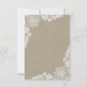 Cartes RSVP Rustiques Burlap et Floral Lace Mariag (Dos)