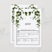 Cartes RSVP Rustiques Feuilles Eucalyptus Mariage (Devant / Derrière)
