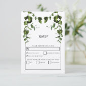 Cartes RSVP Rustiques Feuilles Eucalyptus Mariage (Debout devant)