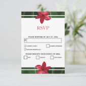 Cartes RSVP Rustiques Rouges Frangipani Plumeria (Debout devant)