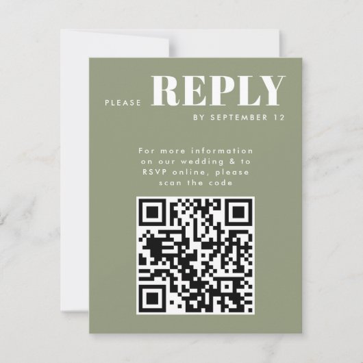 Cartes RSVP Sage Green pour code QR Mariage (Devant)