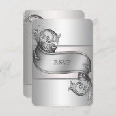 Cartes RSVP Silver Scroll (Devant / Derrière)
