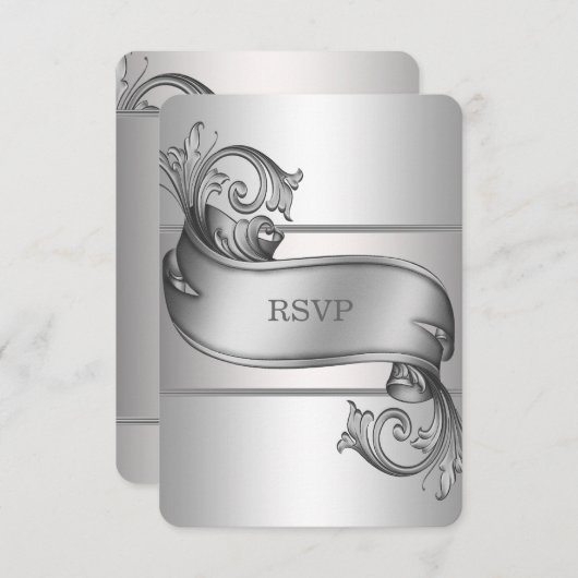 Cartes RSVP Silver Scroll (Devant / Derrière)